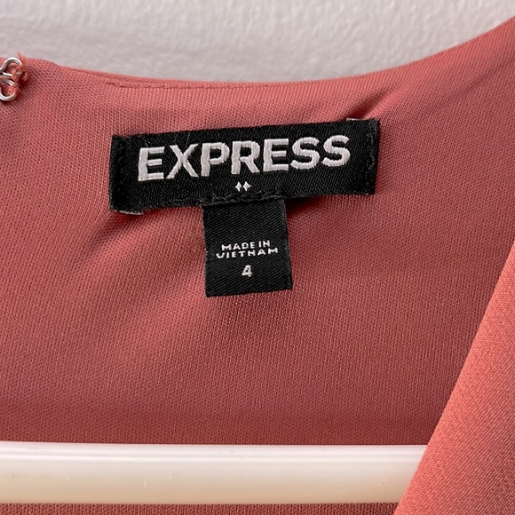 Mauve Pink Express V-neck sheath dress with ruffle sleeves, size 4 - Picture 3 of 6